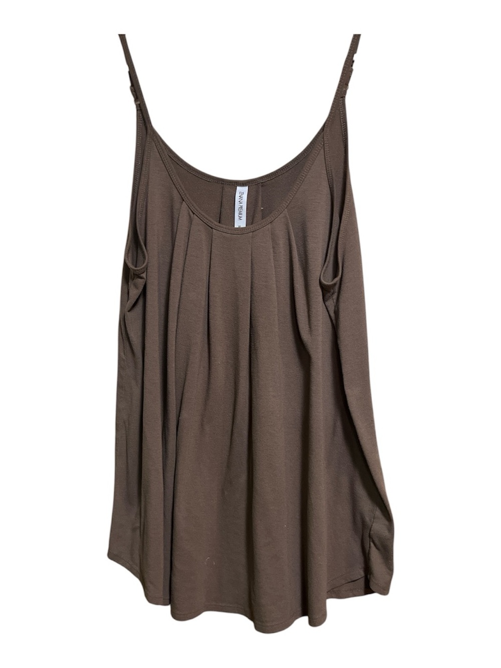 Brown Pleated Spaghetti-Strap Camisole Tank